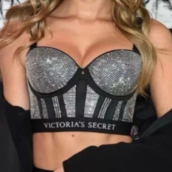 LUXURY VICTORIA'S SECRET VS X BALMAIN SWAROVSKI LONG LINED BRA - Picture 9 of 11